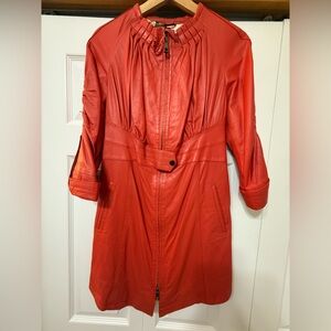 RHMSES Leather & Fur Red Leather Coat – Statement Piece Size S